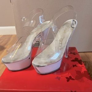 Clear pleasers, size 8.